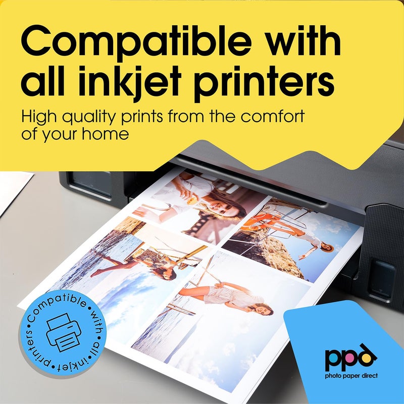 PPD Satin Photo Paper for Inkjet Printer, Premium Pearl Luster Finish 11 x 17 Size Sheets for Printable Photos, Thick 255 gsm 68 lbs 10.5 mil, White, Water Resistant & Instant Dry Prints (50 Pack) - Image 4